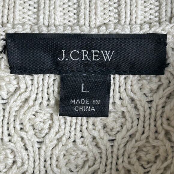J Crew sweater Large Fisherman Cotton Cable Knit Mockneck long Style BD709 - Picture 13 of 15